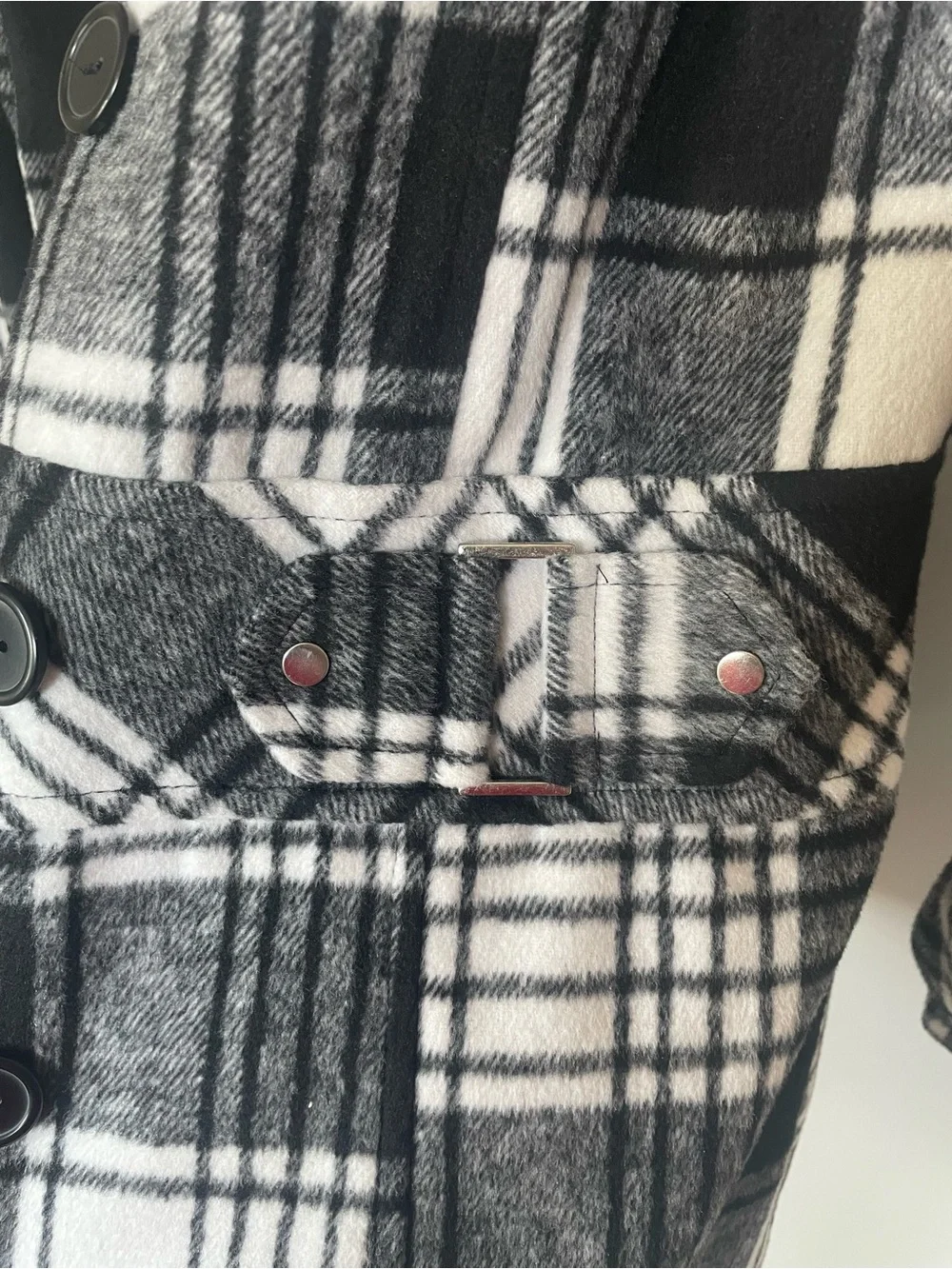 Iz Byer Girl’s Black and White Plaid Pea Coat